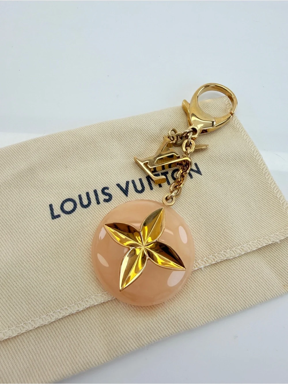 Louis Vuitton Hollow Flower Gold Monogram Fleur Charm Keyholder